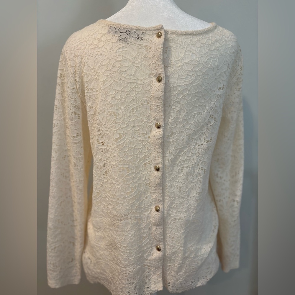 LOFT Cream Lace Blouse - Picture 4 of 9